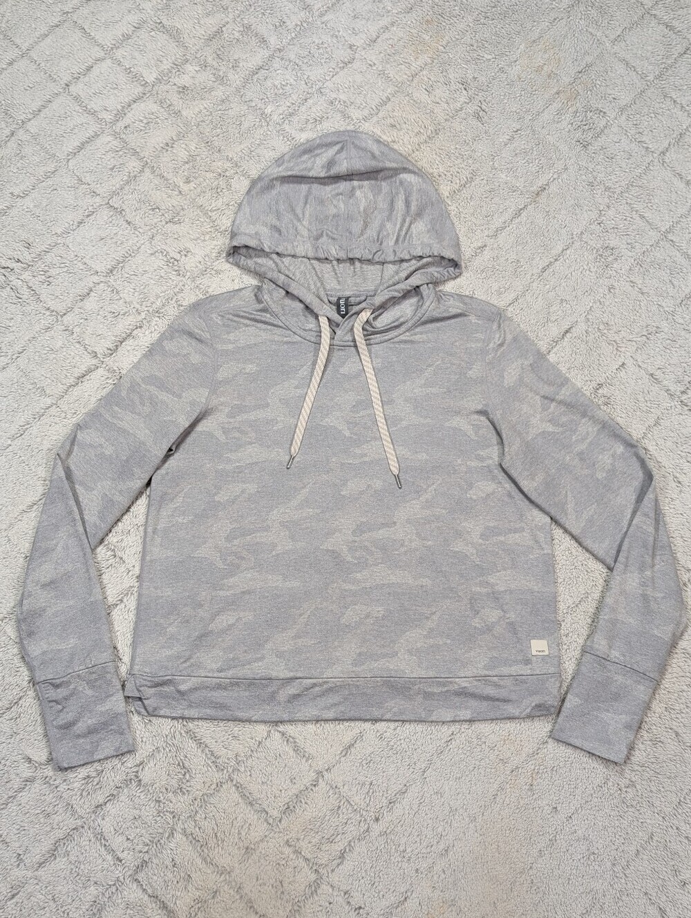 Vuori Hoodie Womens S Gray Pale Heather Camo Halo Essential Pullover Soft Active